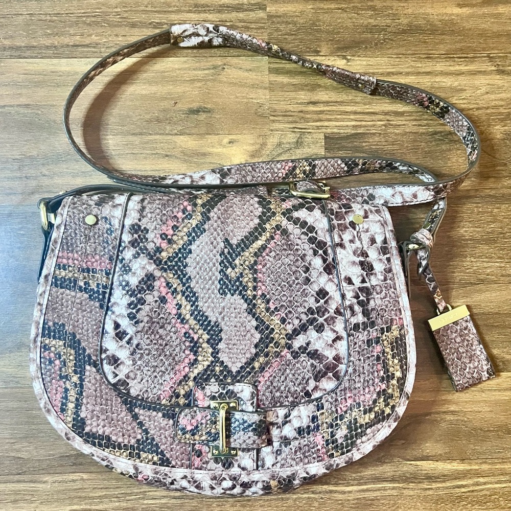 Nine West Pink and Brown Snake Print Shoulder Bag